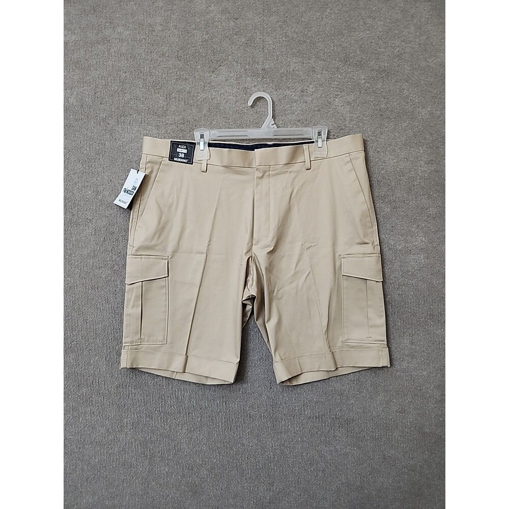 Murano Alex Slim Fit Cargo Shorts Mens 38 Beige Cuffed Stretch NEW